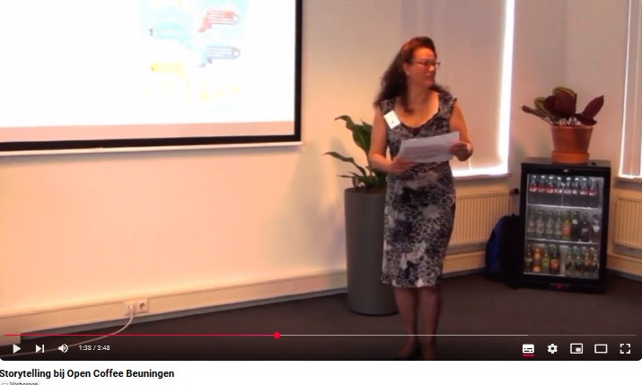 Screenshot uit video over presentatie storytelling voor Open Coffee Beuningen