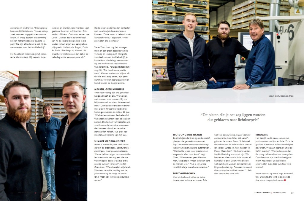 Coops Kunststoffen bv. Hoe een familiebedrijf de Europese markt verovert. Pagina 2.