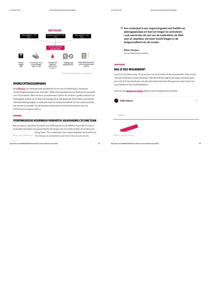 Publicatie HAN: hoe voor komje als wielrenner broze botten. Pagina 2.