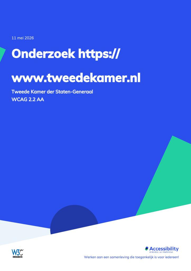 Voorpagina onderzoek Tweede Kamer over WCAG: de toegankelijkheid van websites